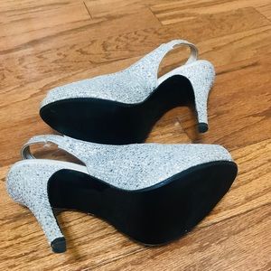 Silver glittery platform shoe